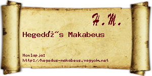 Hegedűs Makabeus névjegykártya